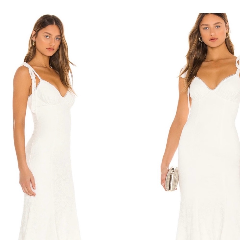 MAJORELLE lace white Midi Dress in Ivory